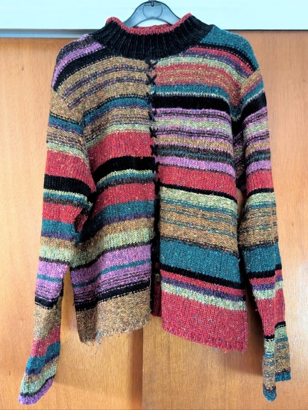 Vintage Multicolor Stripe Cozy Women's Knit Sweater